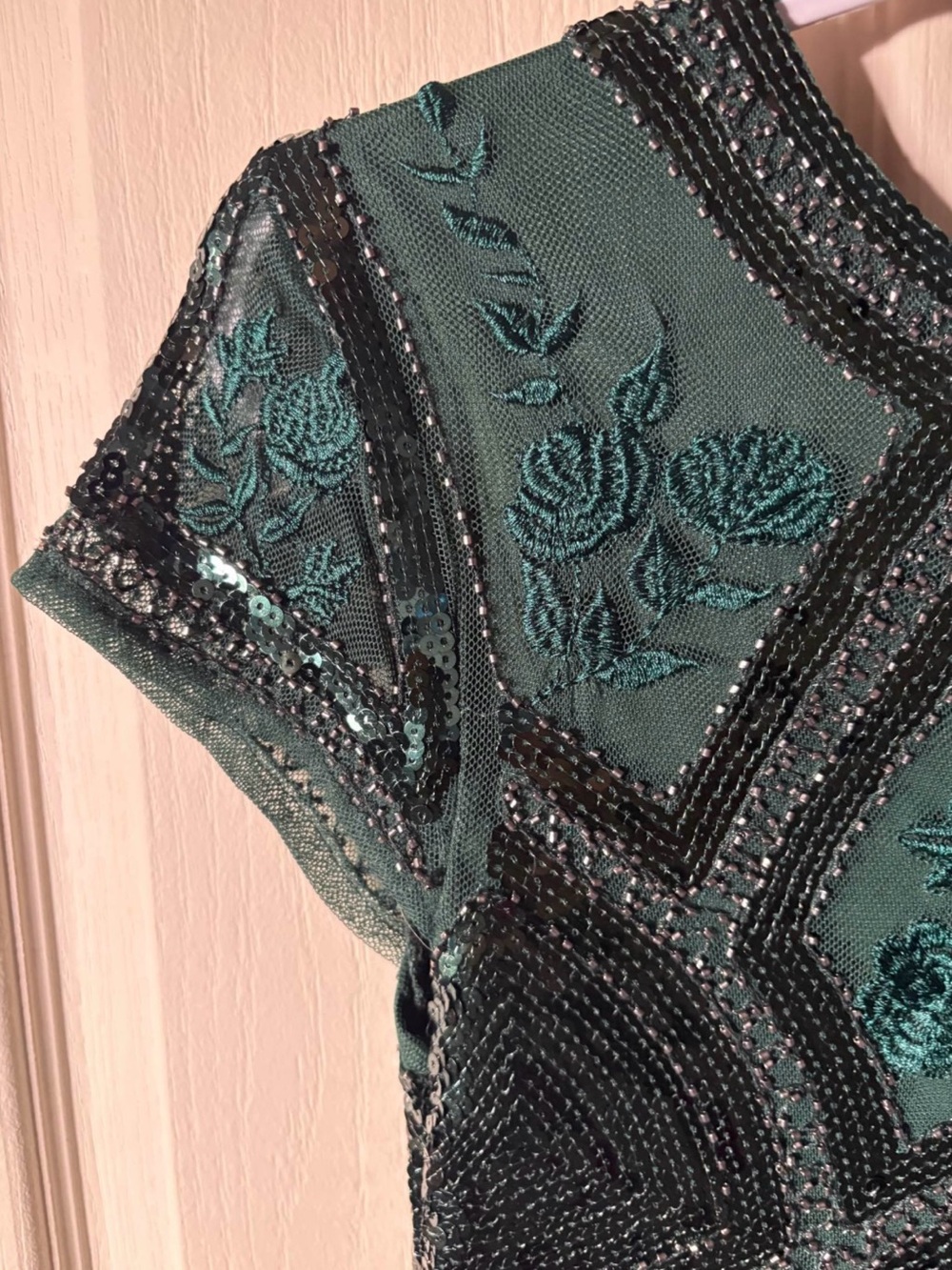 Lulu emerald flowers beaded dress - Picture 8 of 10